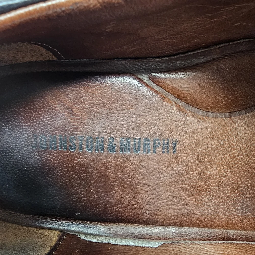 Johnston & Murphy Dobson Black Leather Cap Toe Sheepskin Lining‎ Mens Size US 11